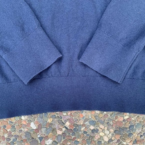 BANANA REPUBLIC PREMIUM LUXE YARN HALF ZIP 1/4 MENS SWEATER preppy navy - Picture 4 of 9